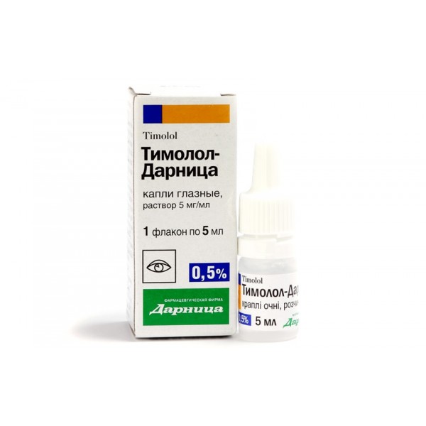 Тимолол-Дарниця краплі оч., р-н 5 мг/мл по 5 мл у флак.