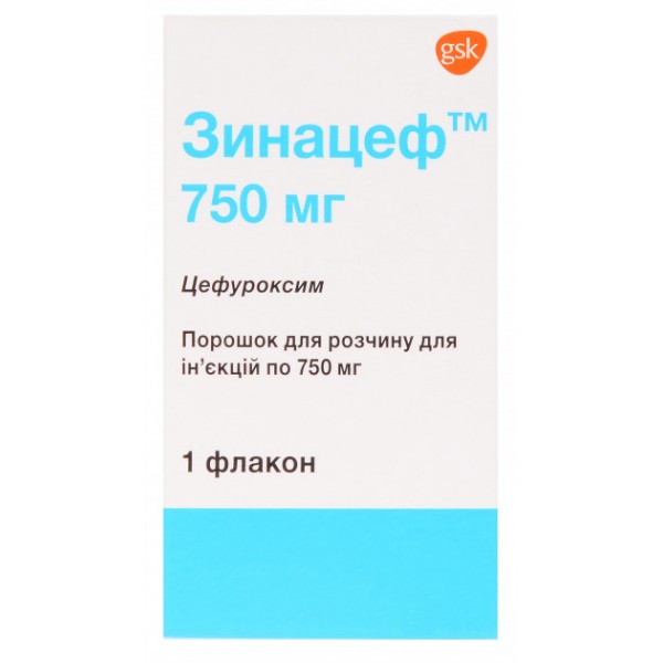 Зинацеф порошок для р-ну д/ін. по 750 мг №1 у флак.