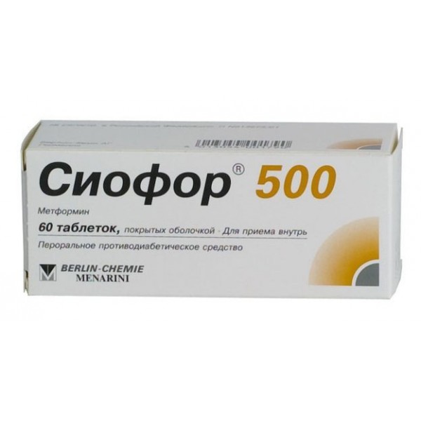 Сіофор 500 таблетки, в/плів. обол. по 500 мг №60 (10х6)