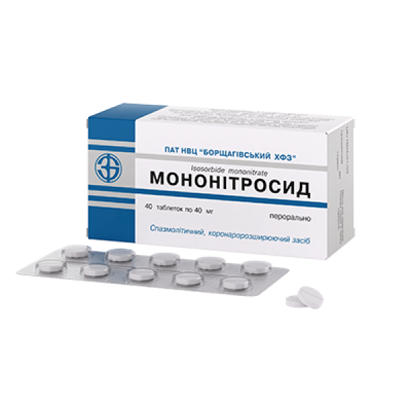 Мононітросид таблетки по 40 мг №40 (10х4)