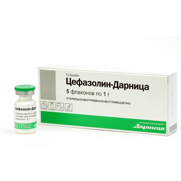 Цефазолін-Дарниця порошок д/приг. р-ну д/ін. по 1 г №5 у флак.