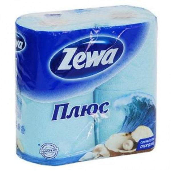 Туалетная бумага Zewa Плюс голубая 4 рулона 24