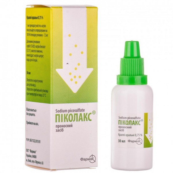 Піколакс краплі ор. 0.75 % по 30 мл у флак.