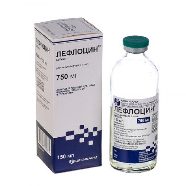 Лефлоцин розчин д/інф. 5 мг/мл по 150 мл у пляш.