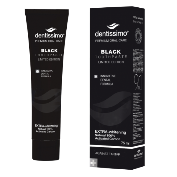 DENTISSIMO Зубна паста Extra Whitening Black, 75 мл 24304