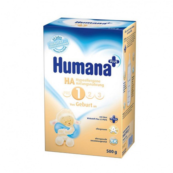 Суха молочна суміш Humana HA 1 гіпоалергенна з LC PUFA, пребіотиками і нуклеотидами для дітей з наро