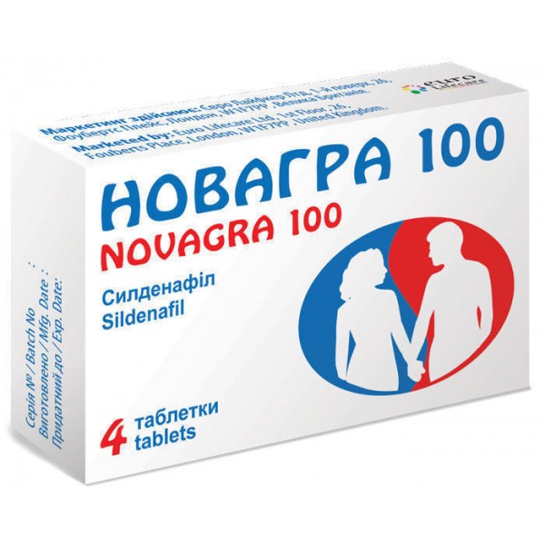 Новагра 100 таблетки, в/плів. обол. по 100 мг №4