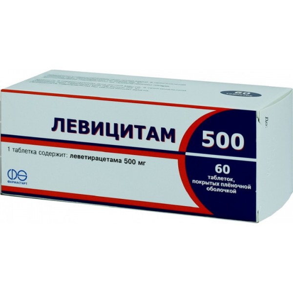 Левіцитам 500 таблетки, в/плів. обол. по 500 мг №60 (10х6)