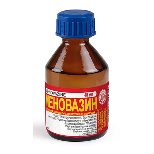 Меновазин розчин д/зовн. заст., спирт. по 40 мл у флак.