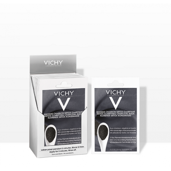 Маска-детокс Vichy Purete Thermale з вугіллям і каоліном для глибокого очищення шкіри обличчя, 2 х 6