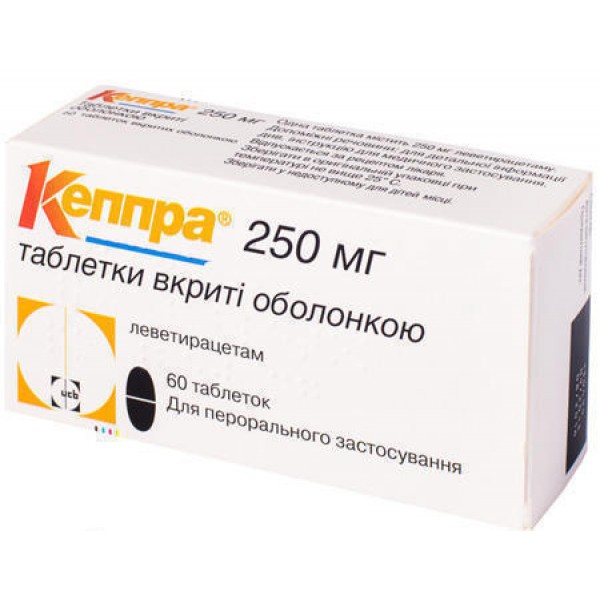 Кеппра таблетки, в/о по 250 мг №60 (10х6)
