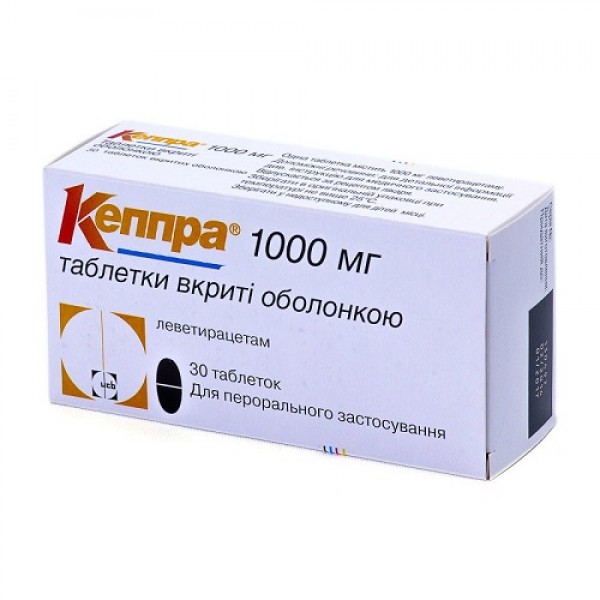 Кеппра таблетки, в/о по 1000 мг №30 (10х3)