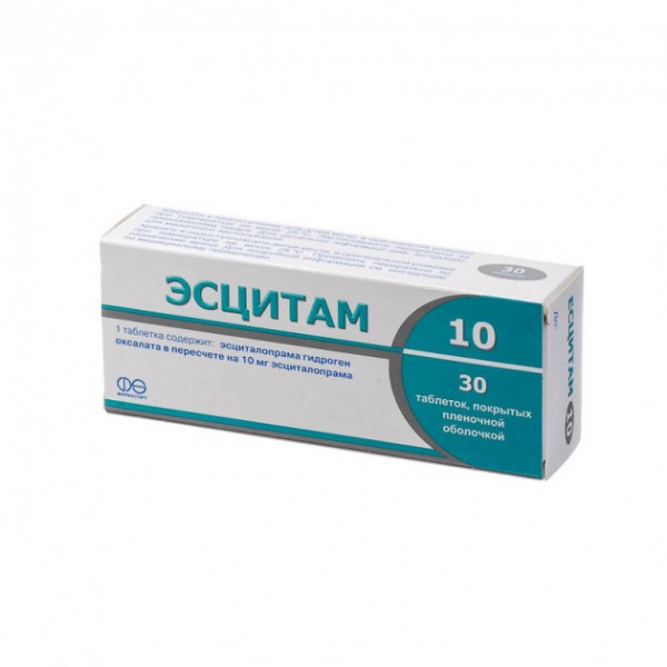 Есцитам 10 таблетки, в/плів. обол. по 10 мг №30 (10х3)