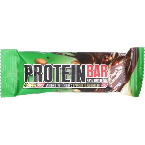Батончик протеїновий Power Pro 36% протеїну з арахісом і карамеллю, 40 г