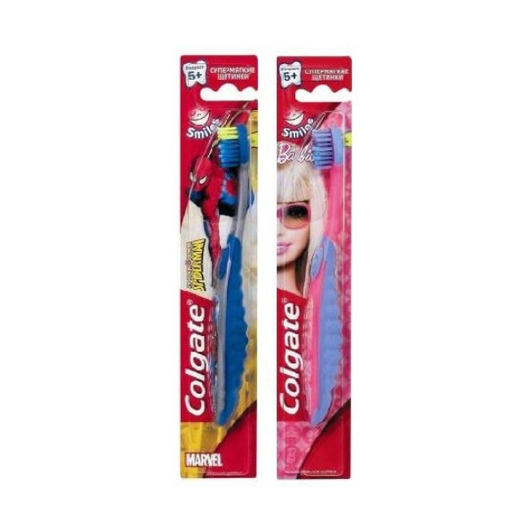 Зубна щітка Colgate Smiles Barbie/Batman/Людина-павук, дитяча, 1 штука