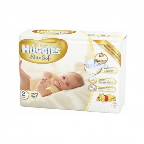 Підгузки дитячі Huggies Elite Soft, розмір 2, 4-6 кг, 24 штук