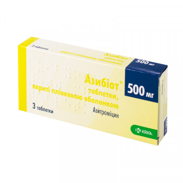 Азибіот таблетки, в/плів. обол. по 500 мг №3