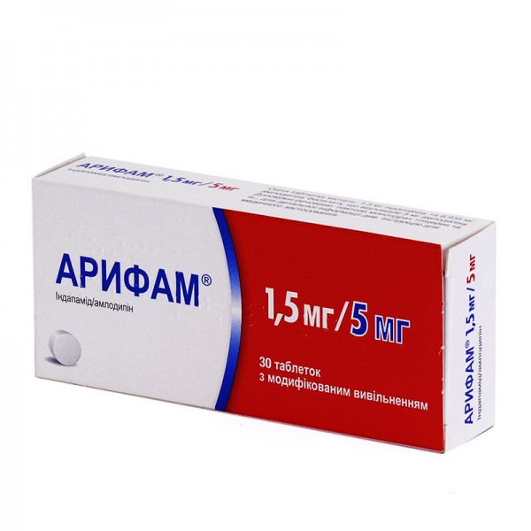 Арифам 1,5 мг/5 мг таблетки з модиф. вивіл. по 1.5 мг/5 мг №30 (15х2)