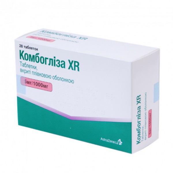 Комбогліза XR таблетки, в/плів. обол. по 5 мг/1000 мг №28 (7х4)