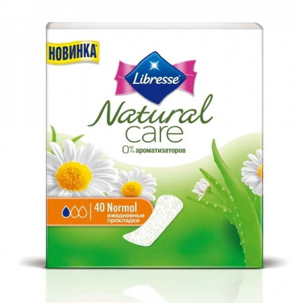 Прокладки щоденні гігієнічні Libresse Natural Care Pantyliners Normal, 40 шт