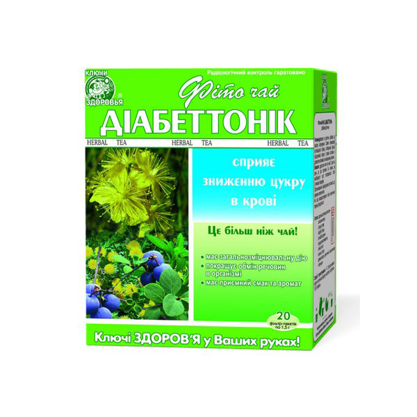 Фіточай Ключі Здоров&rsquo;я №62 Діабеттонік по 1,5 г №20 в філ.-пак.
