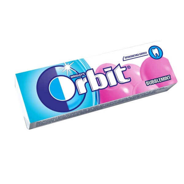 Жувальна гумка Orbit Bubblemint без цукру з фруктовим і м’ятним ароматом, 14 г