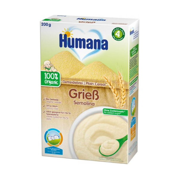 Суха безмолочна каша Humana пшенична органічна для дітей з 6 місяців, 200 г
