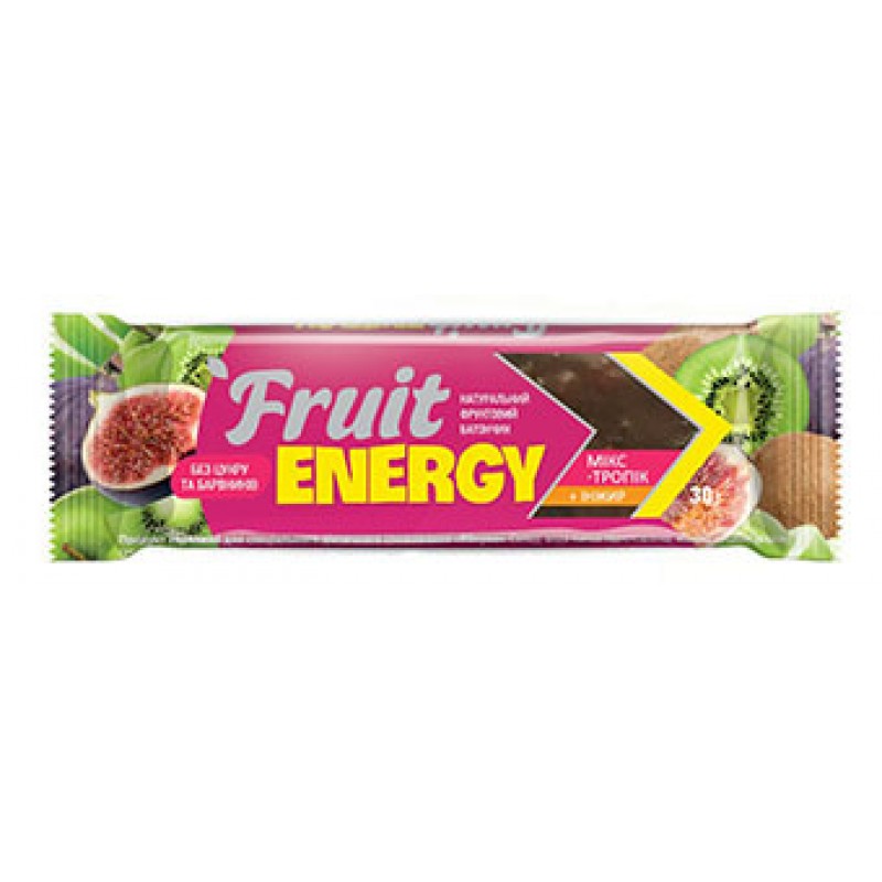 Батончик фруктовий Fruit Energy Тропічний мікс + інжир Батончик фруктовий Fruit Energy Тропічний мікс + інжир