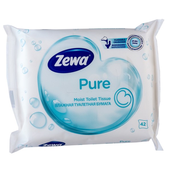 Zewa вологий туалетний папір 42шт Pure