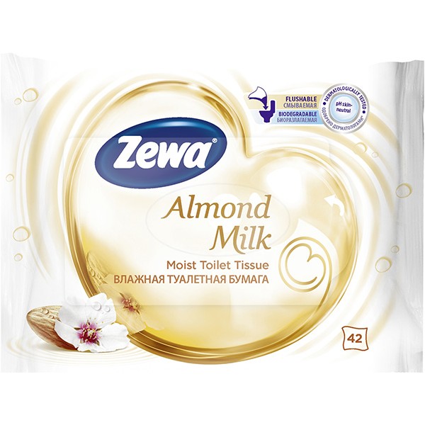 Zewa вологий туалетний папір 42шт Almond Milk