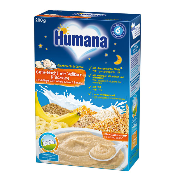 Суха молочна каша Humana Солодкі сни цільнозернова з бананом для дітей з 6 місяців, 200 г