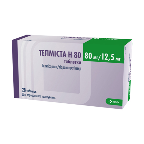 Телміста H 80 таблетки по 80 мг/12.5 мг №28 (7х4)