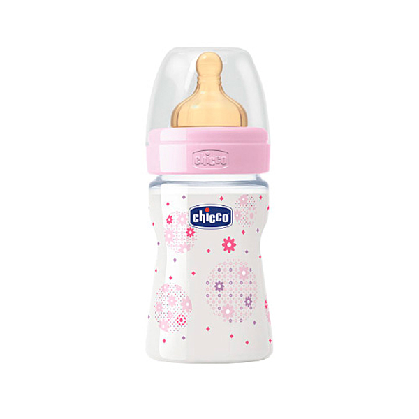 Пляшка пластикова Well-Being 150мл. соска латексна від 0 місяців нормальний потік (дівчинка)