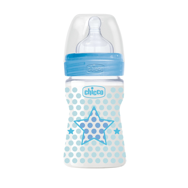 Пляшка дитяча пластикова Chicco Well-Being з соскою силіконовою, нормальний потік, для хлопчиків, 15