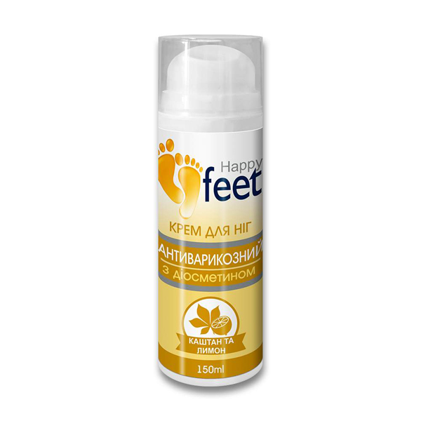 Крем для ніг Happy Feet Антиварикозний Каштан і лимон з діосметіном, 150 мл
