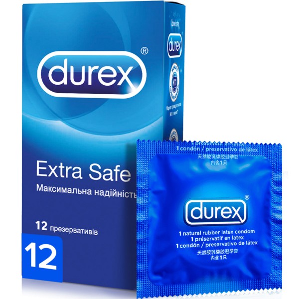 Презервативи латексні Durex Extra Safe максимальна надійність, 12 штук