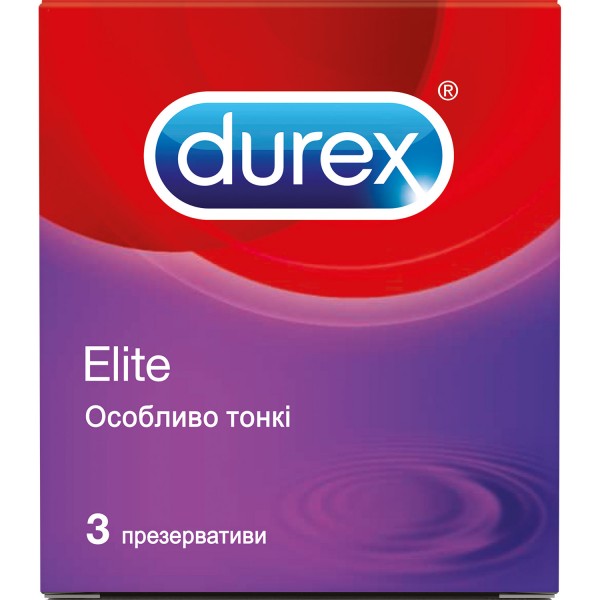 Презервативи латексні Durex Elite особливо тонкі, 3 штуки