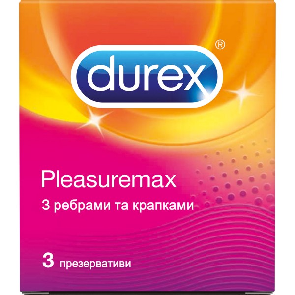 Презервативи латексні Durex Pleasuremax з ребрами і точками, 3 штуки