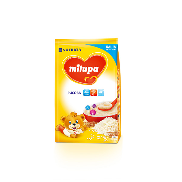 Суха молочна каша Milupa швидкорозчинна рисова для дітей з 4 місяців, 210 г