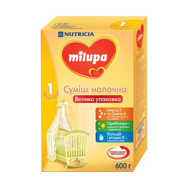 Суха молочна суміш Milupa 1 для дітей від 0 до 6 місяців, 600 г