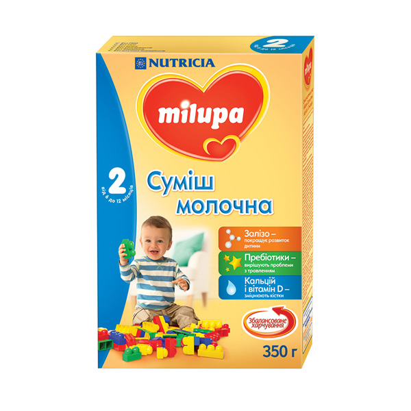 Суха молочна суміш Milupa 2 для дітей від 6 до 12 місяців, 350 г