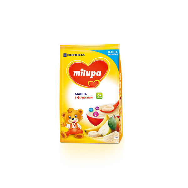 Молочна каша Milupa манна з фруктами для дітей від 6 місяців, 210 г