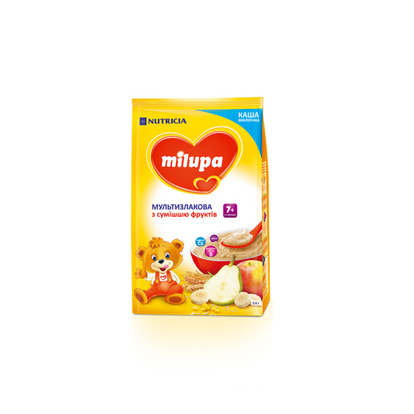 Молочна каша Milupa мультизлакова з сумішшю фруктів для дітей від 7 місяців, 210 г