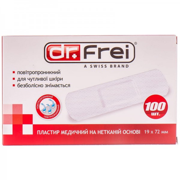 Dr. Frei Пластир медичний на нетканій основі 100 шт. 19 х 72 мм