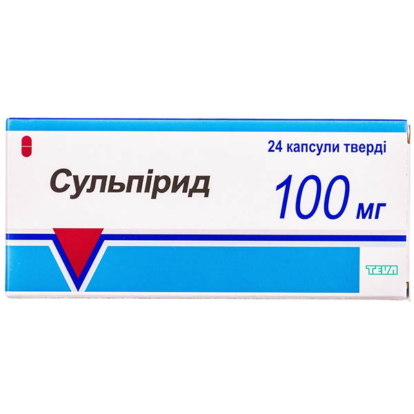 Сульпірид капсули тв. по 100 мг №24 (12х2)