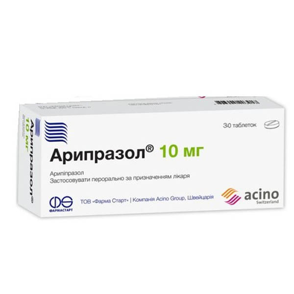 Арипразол таблетки по 10 мг №30 (10х3)