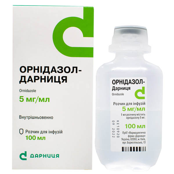 Орнідазол-Дарниця розчин д/інф. по 5 мг/мл по 100 мл у флак.