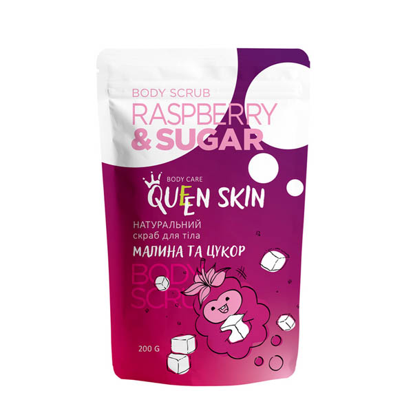 Queen Skin Скраб для тела с косточками малины Raspberry & Sugar Body Scrub 200г