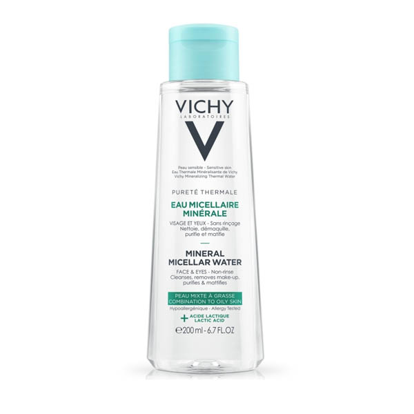 Міцелярна вода Vichy Purete Thermal, для жирної та комбінованої шкіри обличчя і очей, 200 мл