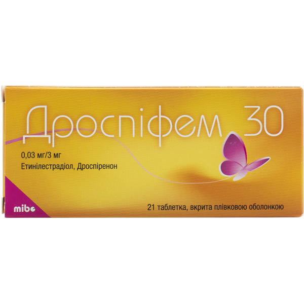 Дроспіфем 30 таблетки, в/плів. обол. по 0.03 мг/3 мг №21